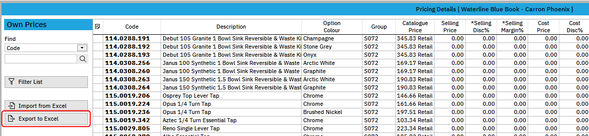 Export to Excel Button